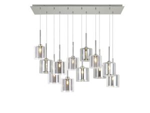 Giuseppe Linear Pendant 2m, 12 x G9, Polished Chrome/Chrome/Clear/Smoked Type H Shade