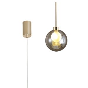 Giuseppe 14cm Single Pendant 2m, 1 x G9, French Gold/Cognac/Frosted Type G Shade