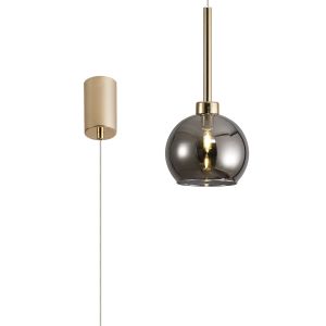 Giuseppe 14cm Single Pendant 2m, 1 x G9, French Gold/Smoked Type F Shade