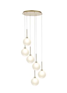 Giuseppe Round Pendant 2.5m, 6 x G9, French Gold/Frosted Type G Shade