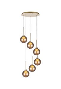 Giuseppe 44cm Round Pendant 2.5m, 6 x G9, French Gold/Chrome/Frosted Type G Shade