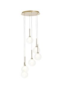 Giuseppe 44cm Round Pendant 2.5m, 6 x G9, French Gold/Cognac/Frosted Type G Shade