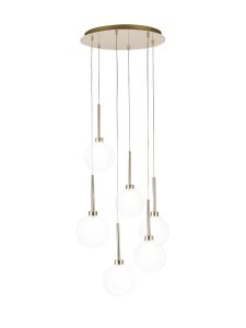 Giuseppe 44cm Round Pendant 2.5m, 6 x G9, French Gold/Clear/Frosted Type G Shade