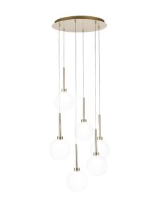 Giuseppe Round Pendant 2.5m, 6 x G9, French Gold/Clear/Frosted Type G Shade