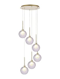 Giuseppe 44cm Round Pendant 2.5m, 6 x G9, French Gold/Smoked/Frosted Type G Shade