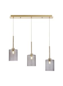 Giuseppe Linear Pendant 2m, 3 x G9, French Gold/Smoked Type B Shade