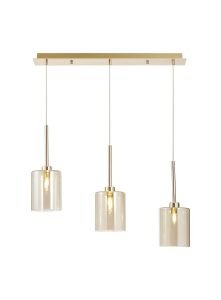 Giuseppe Linear Pendant 2m, 3 x G9, French Gold/Cognac Type B Shade