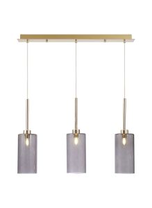 Giuseppe Linear Pendant 2m, 3 x G9, French Gold/Smoked Type A Shade