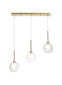 Giuseppe Linear Pendant 2m, 3 x G9, French Gold/Clear/Frosted Type G Shade