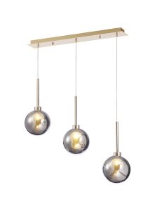 Giuseppe Linear Pendant 2m, 3 x G9, French Gold/Chrome/Frosted Type G Shade