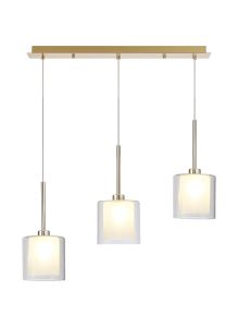 Giuseppe Linear Pendant 2m, 3 x G9, French Gold/Frosted/Clear Type H Shade