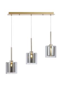 Giuseppe Linear Pendant 2m, 3 x G9, French Gold/Chrome/Clear Type H Shade