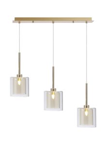 Giuseppe Linear Pendant 2m, 3 x G9, French Gold/Cognac/Clear Type H Shade