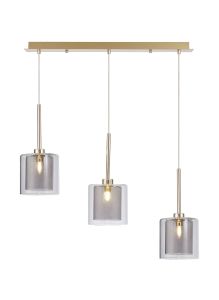Giuseppe Linear Pendant 2m, 3 x G9, French Gold/Smoked/Clear Type H Shade
