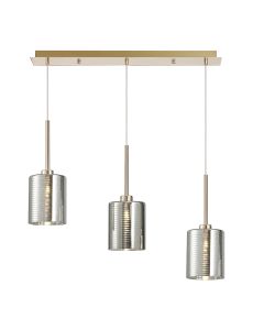 Giuseppe Linear Pendant 2m, 3 x G9, French Gold/Chrome Lined Type B Shade