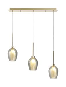 Giuseppe Linear Pendant 2m, 3 x G9, French Gold/Smoke/Frosted Type D Shade