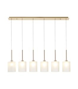 Giuseppe Linear Pendant 2m, 6 x G9, French Gold/Frosted Type B Shade