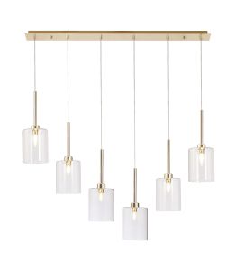 Giuseppe Linear Pendant 2m, 6 x G9, French Gold/Clear Type B Shade