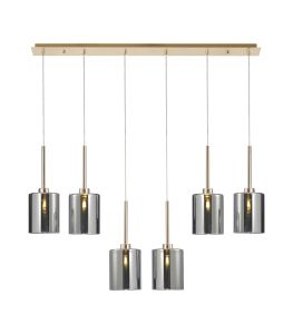 Giuseppe Linear Pendant 2m, 6 x G9, French Gold/Chrome Type B Shade