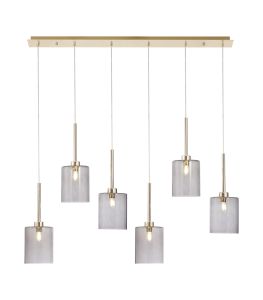 Giuseppe Linear Pendant 2m, 6 x G9, French Gold/Smoked Type B Shade