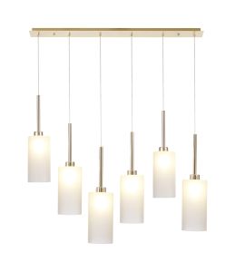 Giuseppe Linear Pendant 2m, 6 x G9, French Gold/Frosted Type A Shade