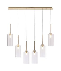 Giuseppe Linear Pendant 2m, 6 x G9, French Gold/Clear Type A Shade