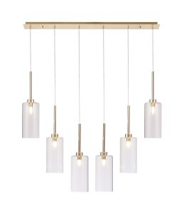 Giuseppe Linear Pendant 2m, 6 x G9, French Gold/Clear Type A Shade