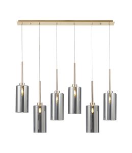 Giuseppe Linear Pendant 2m, 6 x G9, French Gold/Chrome Type A Shade