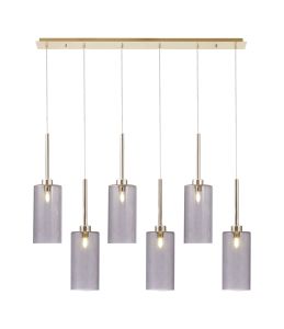 Giuseppe Linear Pendant 2m, 6 x G9, French Gold/Smoked Type A Shade