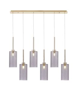 Giuseppe Linear Pendant 2m, 6 x G9, French Gold/Smoked Type A Shade