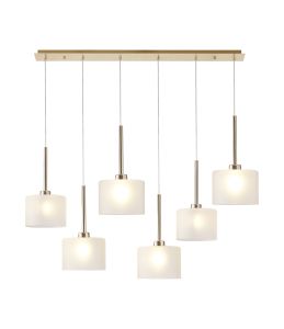 Giuseppe Linear Pendant 2m, 6 x G9, French Gold/Frosted Type C Shade
