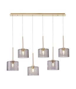 Giuseppe Linear Pendant 2m, 6 x G9, French Gold/Smoked Type C Shade