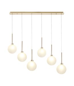 Giuseppe Linear Pendant 2m, 6 x G9, French Gold/Frosted Type G Shade