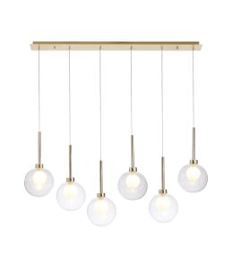 Giuseppe Linear Pendant 2m, 6 x G9, French Gold/Clear/Frosted Type G Shade