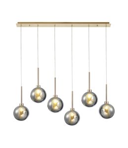 Giuseppe Linear Pendant 2m, 6 x G9, French Gold/Chrome/Frosted Type G Shade