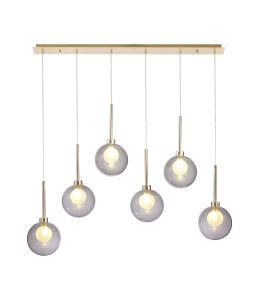 Giuseppe Linear Pendant 2m, 6 x G9, French Gold/Smoked/Frosted Type G Shade