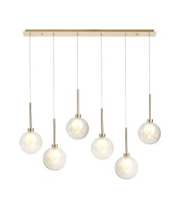 Giuseppe Linear Pendant 2m, 6 x G9, French Gold/Cognac/Frosted Type G Shade