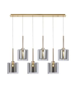 Giuseppe Linear Pendant 2m, 6 x G9, French Gold/Chrome/Clear Type H Shade