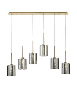 Giuseppe Linear Pendant 2m, 6 x G9, French Gold/Chrome Lined Type B Shade