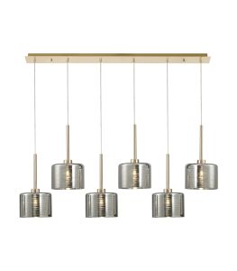 Giuseppe Linear Pendant 2m, 6 x G9, French Gold/Chrome Lined Type C Shade