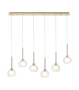Giuseppe Linear Pendant 2m, 6 x G9, French Gold/Frosted/Clear Type M Shade