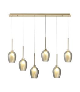 Giuseppe Linear Pendant 2m, 6 x G9, French Gold/Smoke/Frosted Type D Shade