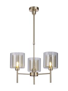 Giuseppe 54cm Telescopic/Semi Flush, 3 x G9, French Gold/Cognac/Clear Type H Shade