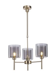 Giuseppe 54cm Telescopic/Semi Flush, 3 x G9, French Gold/Smoked/Clear Type H Shade