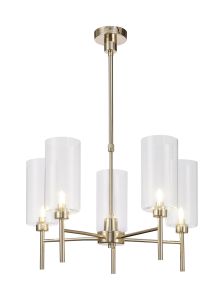 Giuseppe 60cm Telescopic/Semi Flush, 5 x G9, French Gold/Clear Type A Shade