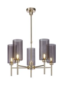 Giuseppe 60cm Telescopic/Semi Flush, 5 x G9, French Gold/Smoked Type A Shade