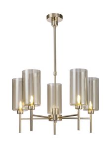 Giuseppe 60cm Telescopic/Semi Flush, 5 x G9, French Gold/Cognac Type A Shade