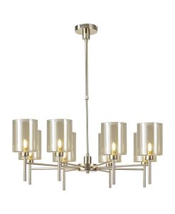 Giuseppe Telescopic/Semi Flush, 8 x G9, French Gold/Cognac Type B Shade