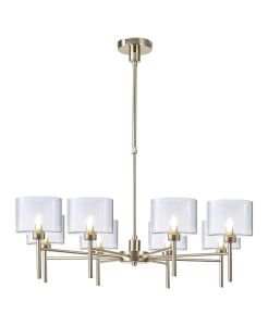 Giuseppe 85cm Telescopic/Semi Flush, 8 x G9, French Gold/Clear Type C Shade