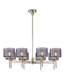 Giuseppe 85cm Telescopic/Semi Flush, 8 x G9, French Gold/Smoked Type C Shade